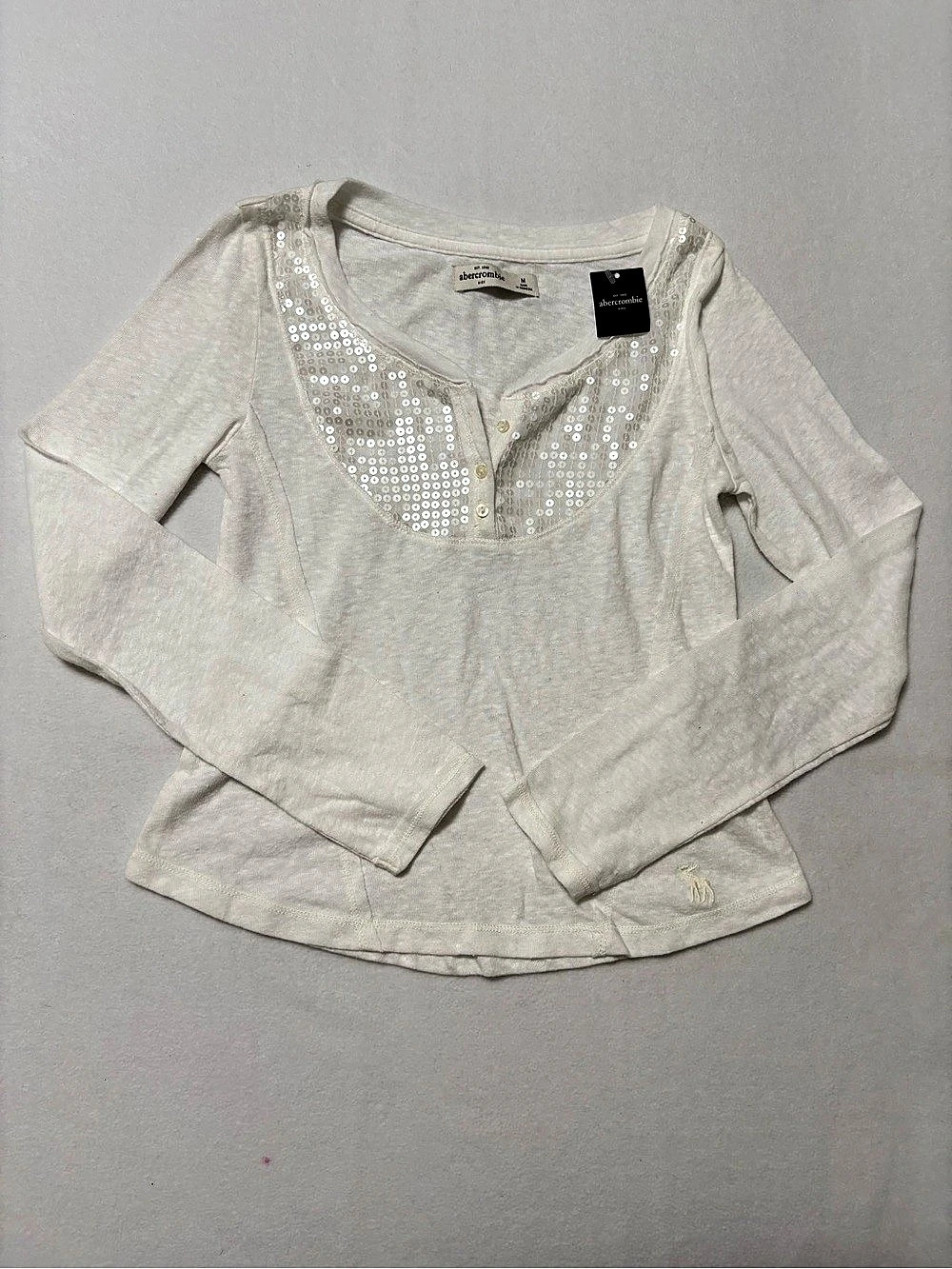 Abercrombie Girls Long Sleeve Sequin Top Size Medium NWT